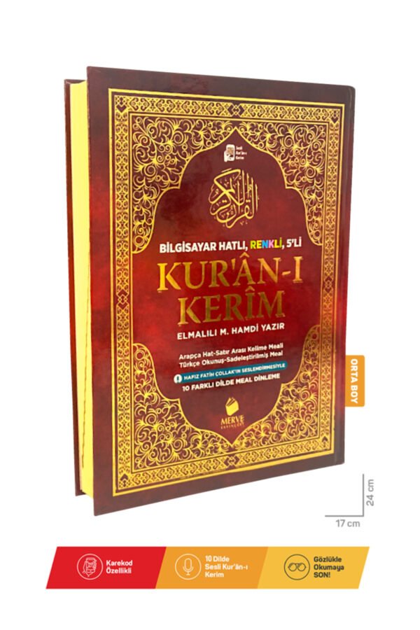Kuranı Kerim Ve Satır Arası Kelime Türkçe Okunuşlu Ve Meali 5 Özellikli Mealli Kuran Orta 17 X 24 Cm