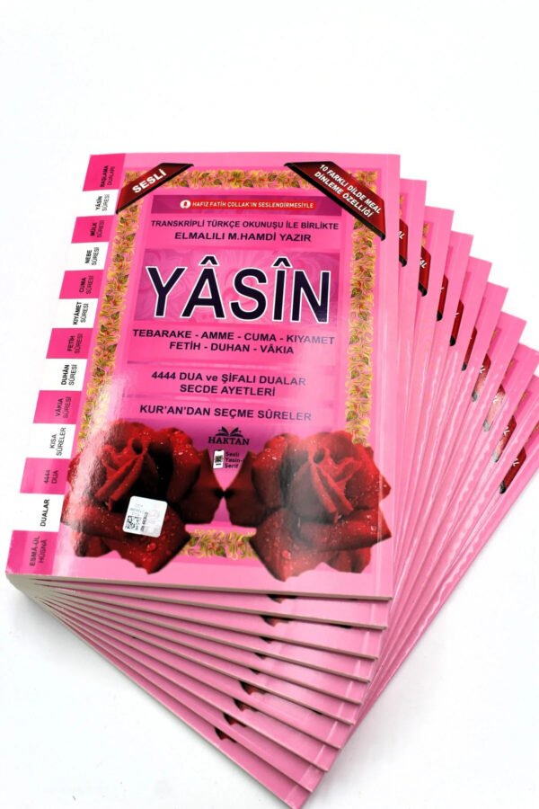 Ekonomik Hediyelik 10 Adet Yasin-i Şerif Pembe Renk 80 Shf. Orta Boy(17x24cm) QR Kod/Meal/Arapça
