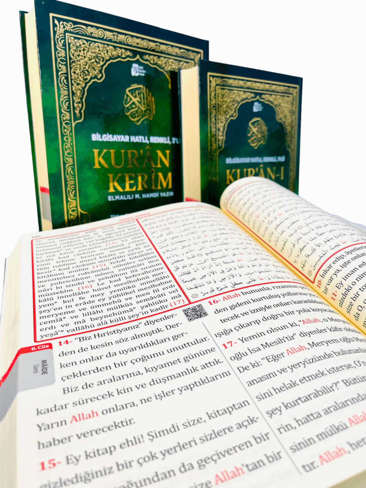 Türkçe Okunuşlu Kuranı Kerim Ve Meali Üçlü- Cami Boy Merve Yayınları - Görsel 3
